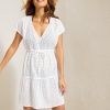 Eyelet Cotton V-Neck Coverup Dress
