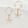 Palm Hibiscus Starfish Hoop Earrings
