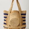 Striped Raffia Traveler Tote