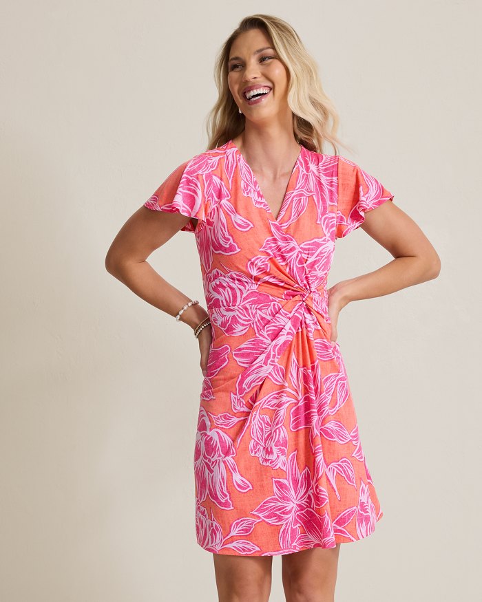 Sophia Twist Paradiso Petals Faux-Wrap Dress