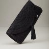 Islamora Lux Crocheted Black Raffia Clutch