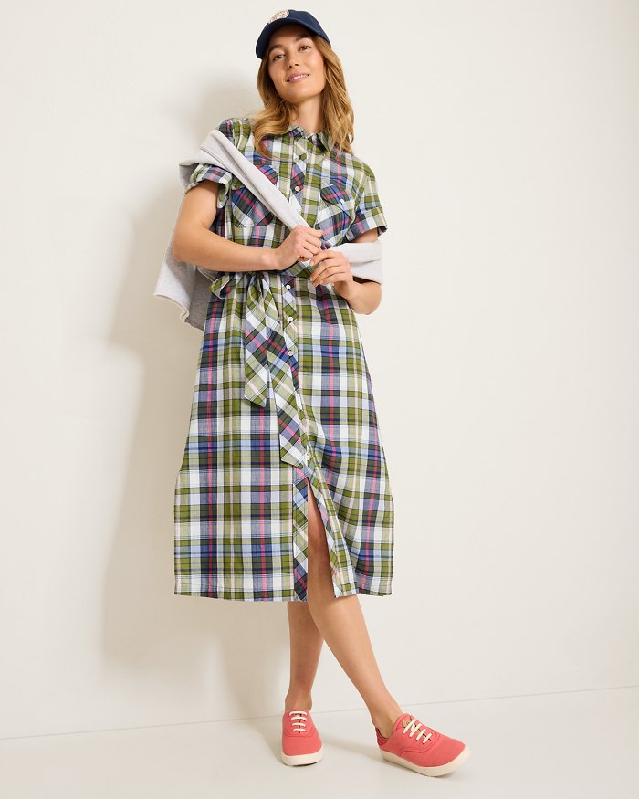 Maui Madras Midi Shirt Dress