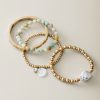 Palm Hibiscus Labradorite & Pearl Bracelet Set