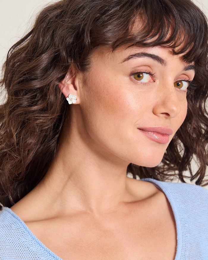 Flora Isles Mother of Pearl & Flower Stud Earrings