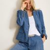 Linen-Blend Denim Blazer