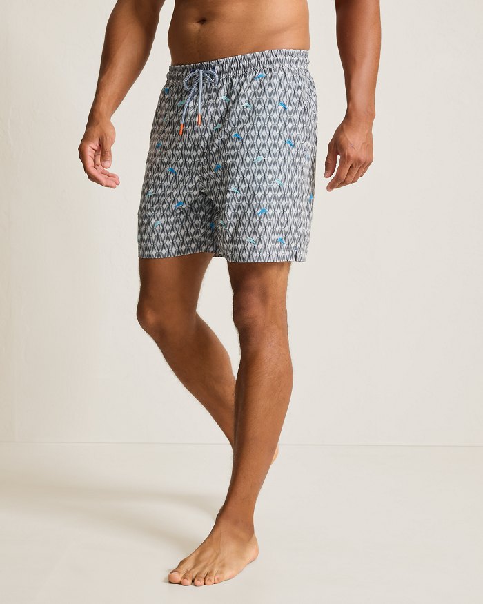 Naples Tile Pool Geo 6-Inch Swim Trunks